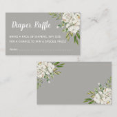 グレーフローラシック赤ちゃんシャワーおむつラッフルチケット エンクロージャーカード (正面/裏面)