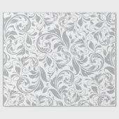 グレーフローラホワイトリーフプリンセスリースデリケート ラッピングペーパー (フラット)