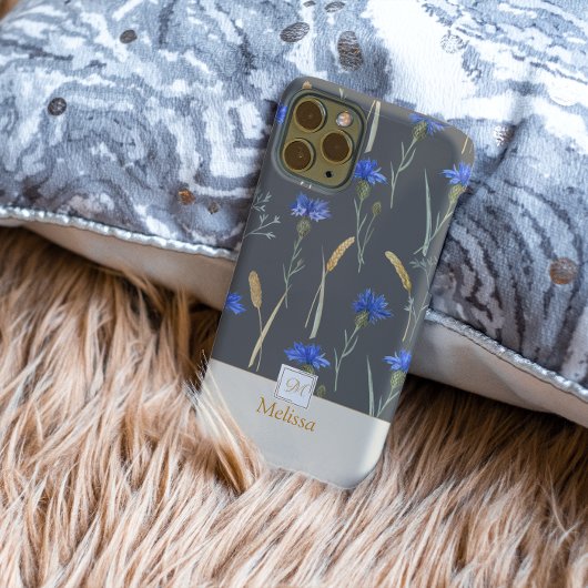 グレーフローラワイルドフラワーモノグラム Case-Mate iPhoneケース