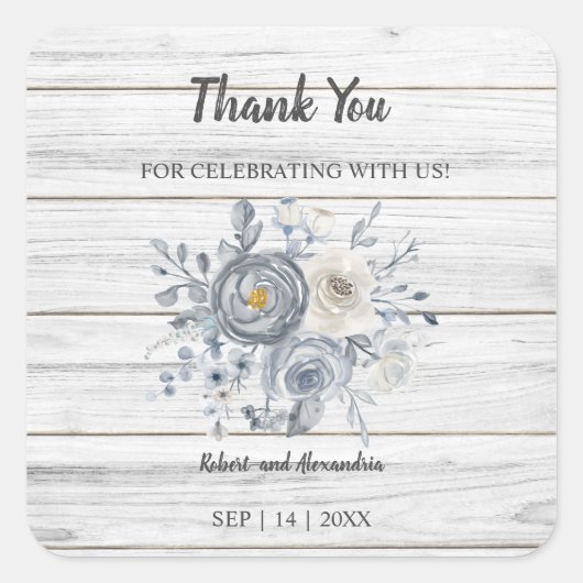 グレーフローラ |さん来に感謝結婚 スクエアシール (正面)
