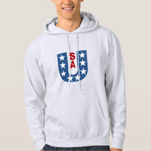 グレーフード男性へデザインUSA パーカ