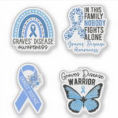 グレーブズ病認識度ライトブルーリボン シール (正面)
