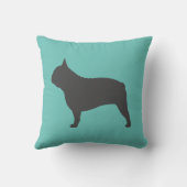 グレーブフランスのルドッグシルエットフレンチキードッグティール（緑がかった色） クッション (裏面)