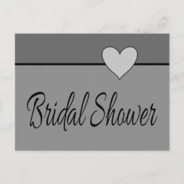 グレーブライダルシャワーハート招待状グレー&ブラック インビテーションポストカード
