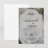 グレーブラウンのエレガントな結婚式招待状 出欠カード (正面/裏面)