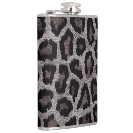 グレーブラウンブラックレオパードアニマルプリント フラスク