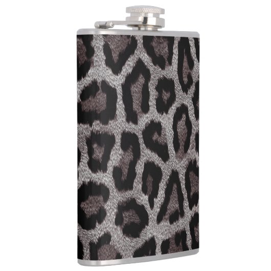 グレーブラウンブラックレオパードアニマルプリント フラスク (右)