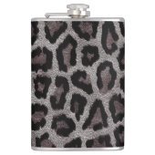 グレーブラウンブラックレオパードアニマルプリント フラスク (正面)
