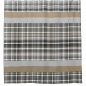 グレーブラウンプライド素朴ニュートラルストライプレンズタン シャワーカーテン (正面)