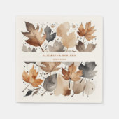 グレーブラウンメープルリーフ秋結婚の紙ナプキン スタンダードカクテルナプキン (正面)