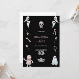 グレーブラウン及びブラックハロウィーン招待状 招待状