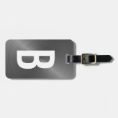 グレーブラシ仕上げメタリックモノグラムイニシャル ラゲッジタグ (正面横)