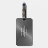 グレーブラシ仕上げメタリックモノグラムイニシャル ラゲッジタグ (裏面縦)