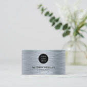 グレーブラシ仕上げメタル 名刺 (スタンド正面)