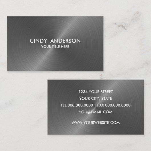 グレーブラシ仕上げ金属光沢 名刺 (正面/裏面)