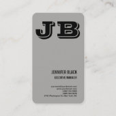 グレーブラックはっきりしたモノグラムミニマルモダンリストプレーン 名刺 (正面)