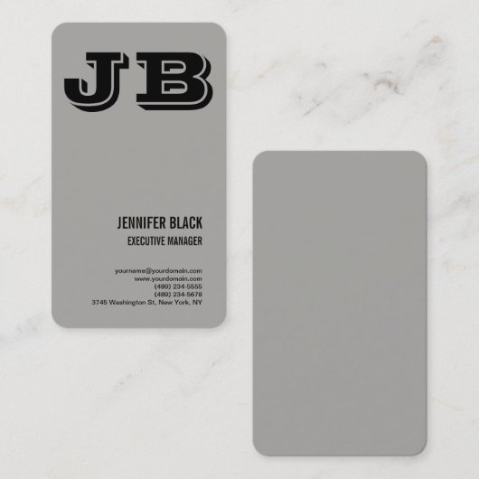 グレーブラックはっきりしたモノグラムミニマルモダンリストプレーン 名刺 (正面/裏面)