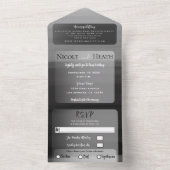 グレーブラックウォーターミニマルカラーシモダンック結婚ズ オールインワン招待状 (内側)