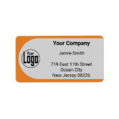 グレーブラックオレンジカスタム色のロゴ会社の住所 ラベル (正面)