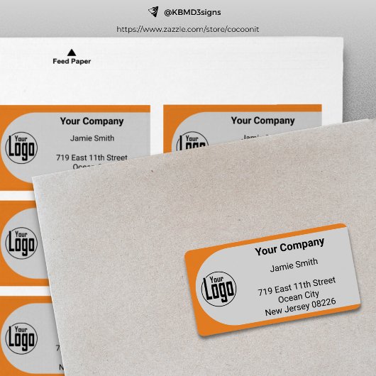 グレーブラックオレンジカスタム色のロゴ会社の住所 ラベル