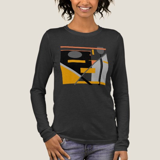 グレーブラックオレンジ幾何形状MCMルックモチーフ トライブレンドＴシャツ (正面)