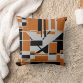 グレーブラックオンオレンジジオメトリック抽象芸術迷路 クッション (ブランケット)