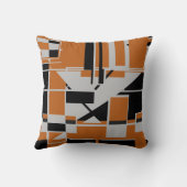 グレーブラックオンオレンジジオメトリック抽象芸術迷路 クッション (裏面)