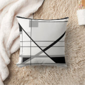 グレーブラックオンホワイトクリスクロスジオメトリックデザイン クッション (ブランケット)