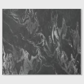 グレーブラックシルバー大理石光沢のあるガラス ラッピングペーパー (フラット)