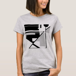 グレーブラックジオメトリックアートMCM-インスパイアデザイン Tシャツ