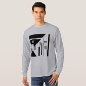 グレーブラックジオメトリック斜めMCMルック抽象芸術アート Tシャツ (正面フル)