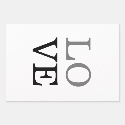 グレーブラックスクリプトラブウェディング ラッピングペーパーシート (正面)