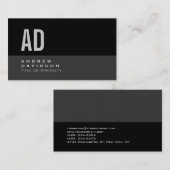 グレーブラックストライプモノグラムスタイリッシュ名刺 名刺 (正面/裏面)