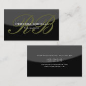 グレーブラックスパイラルパターンモノグラム名刺 名刺 (正面/裏面)