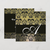 グレーブラックダマスクモノグラム(白) 招待状 (正面/裏面)