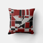 グレーブラックダークレッドジオメトリック抽象芸術迷路 クッション (裏面)