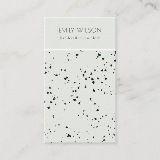 グレーブラックテラゾテクスチャイヤリングスタッドディスプレイ 名刺 (正面)