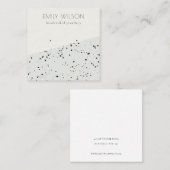 グレーブラックテラゾテクスチャスタッドイヤリングディスプレイ スクエア名刺 (正面/裏面)