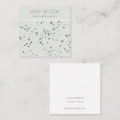 グレーブラックテラゾテクスチャスタッドイヤリングディスプレイ スクエア名刺 (正面/裏面)