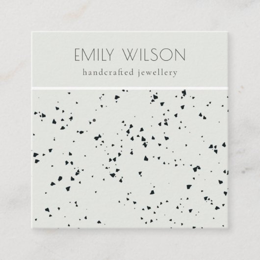 グレーブラックテラゾテクスチャスタッドイヤリングディスプレイ スクエア名刺 (正面)