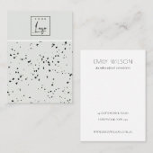 グレーブラックテラゾテクスチャ2スタッドイヤリングディスプレイ 名刺 (正面/裏面)