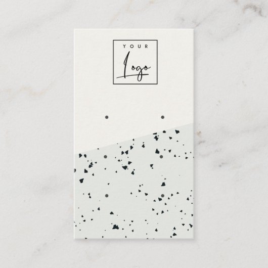 グレーブラックテラゾテクスチャ3スタッドイヤリングディスプレイ 名刺 (正面)