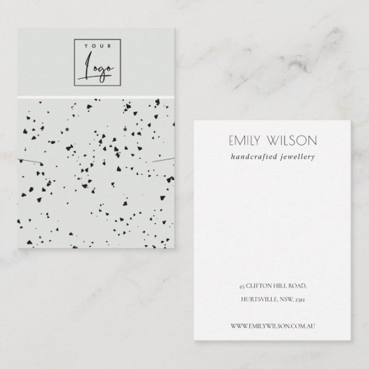 グレーブラックテラッツォテクスチャイヤリングネックレスロゴ 名刺 (正面/裏面)