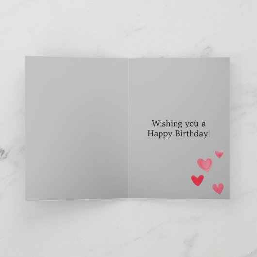 グレーブラックピンクハート猫の誕生日 カード (内部)