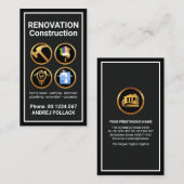 グレーブラックフレーム金ゴールド建築手書きツール 名刺 (正面/裏面)