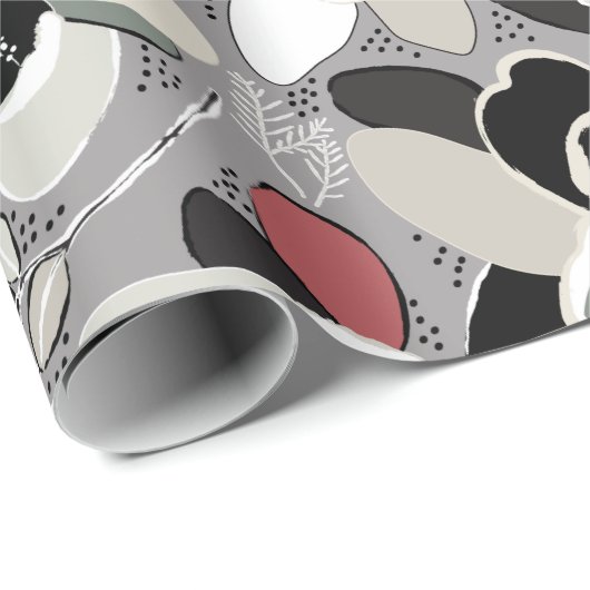 グレーブラックフローラウィンターマグノリア ラッピングペーパー (ロールコーナー)