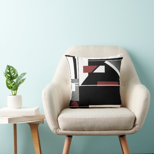 グレーブラックブルガンディホワイト航海のルック抽象芸術 クッション (椅子)