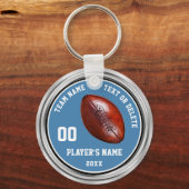 グレーブラックブルーフットボールパーソナライズされたキーホルダー キーホルダー (正面)