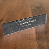 グレーブラックプレーンエレガントミニマモダンリスト デスクネームプレート (側面)