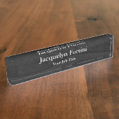 グレーブラックプレーンエレガントミニマモダンリスト デスクネームプレート (側面)